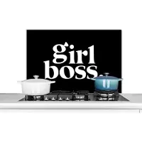 KitchenYeah Spatscherm keuken 90x60 cm - Kookplaat achterwand Spreuken - Quotes - Girl boss - Muurbeschermer - Spatwand fornuis - Hoogwaardig aluminium