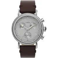 Timex Analoog horloge 'Waterbury' donkerbruin / zilver