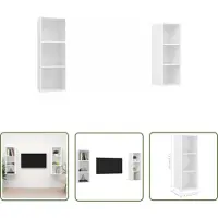 The Living Store tv-meubelset - televisiewandmeubel - 37 x 37 x 107 cm - wit spaanplaat