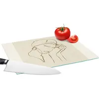 KitchenYeah Glazen Snijplank - 28x20 - Vrouw - Line art - Quotes - Tekst - Snijplanken Glas