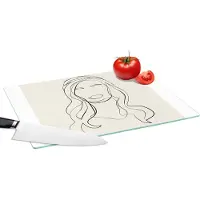 KitchenYeah Glazen Snijplank - 39x28 - Vrouwen - Quotes - Line art - Tekst - Snijplanken Glas