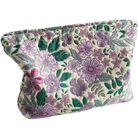 Attrezzo Toilettas - Make up tasje - Beautycase - Reistas - Paarse bloemen - Gekleurd