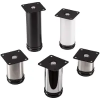Sotech 4 stuks meubelpoot Jimmy, RVS-look rond, diameter: 50 mm, hoogte: 120 mm verstelbaar