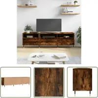 The Living Store TV-meubel Gerookt Eiken - 150 x 30 x 44.5 cm - Ruimtebesparend en Stabiel