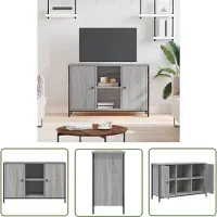 The Living Store TV-kast Industrial - 100 x 35 x 65 cm - Grijs Sonoma Eiken - Opbergruimte - Uitstalfunctie