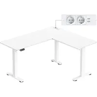 Vasagle Elektrisch verstelbaar hoekbureau met geheugenfunctie, Wolkwit + Matwit