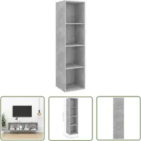 The Living Store Televisiewandmeubel - Betongrijs - 37 x 37 x 142.5 cm - Opbergvakken