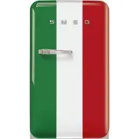 Smeg Koelkast Retro Vrijstaande ijskast Koelkast, Jaren 50, Enkeldeurs, Vrijstaand , Positie scharnier: Rechts, Gedecoreerd/ Speciaal, Italia flag