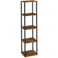 Vasagle Boekenkast met planken voor veelzijdige opbergruimte, Vintage Bruin-Inkzwart / 5 Ebenen (38B cm)
