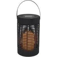Home Deco Factory Zonnelantaarn tafellamp - Solar - zwart - 23 cm - kaarseffect - kunststof