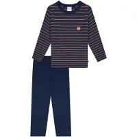 Schiesser Nachtkledij 'Nightwear' navy / curry