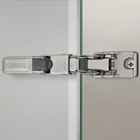 Sotech 2 x Salice universeel scharnier voor glas-of spiegeldeur 110° inkl. lineaire montageplaat Hoogte 3 mm met euroschroeven, excentrische aanpassing,meubelscharnier met afdekkappen