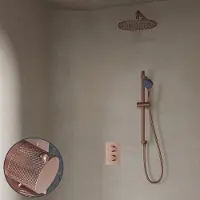 Saniclear Copper Curved inbouw regendouche met 20cm hoofddouche, muurarm, 3 standen handdouche en glijstang geborsteld koper