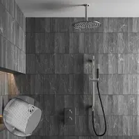 Saniclear Talpa Stripes Pro inbouw regendouche met 20cm hoofddouche, plafondarm en glijstang chroom