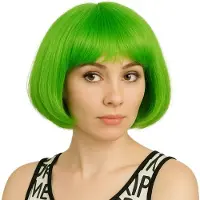 Partyproduct Groene Boblijn Pruik – Feest & Verkleed – Fluorescerend Groen – One Size