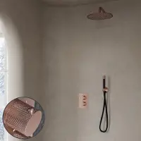 Saniclear Copper Curved Pro inbouw regendouche met 20cm hoofddouche en muurarm geborsteld koper