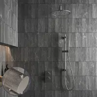Saniclear Exclusive Curved inbouw regendouche met 20cm hoofddouche, muurarm en glijstang RVS