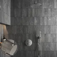 Saniclear Exclusive Curved inbouw regendouche rond met 30cm hoofddouche en muurarm RVS