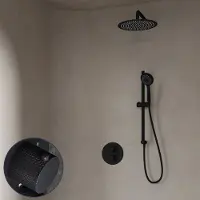 Saniclear Nero Curved inbouw regendouche rond met 20cm hoofddouche, muurarm, 3 standen handdouche en glijstang zwart mat