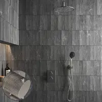 Saniclear Exclusive Curved inbouw regendouche met 30cm hoofddouche, muurarm en 3 standen handdouche RVS