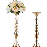 BOG Metalen Kandelaar Set Van 2 - 50 Cm Hoog - Goudkleurig Bloemenrek - Bruiloft Middelpunt Decoratie - Evenement Decor - Tafeldecor Goud