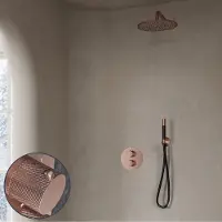 Saniclear Copper Curved Pro inbouw regendouche rond met 20cm hoofddouche en muurarm geborsteld koper