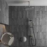 Saniclear Exclusive Stripes Pro inbouw regendouche rond met 30cm hoofddouche, plafondarm en glijstang RVS