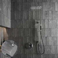 Saniclear Talpa Curved Pro inbouw regendouche rond met 20cm hoofddouche, muurarm en glijstang chroom