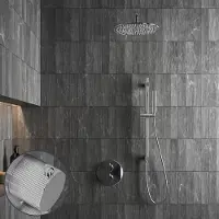 Saniclear Talpa Stripes inbouw regendouche rond met 20cm hoofddouche, muurarm en glijstang chroom