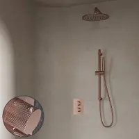 Saniclear Copper Curved inbouw regendouche met 30cm hoofddouche, muurarm en glijstang geborsteld koper