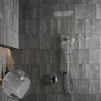 Saniclear Talpa Curved inbouw regendouche rond met 20cm hoofddouche, muurarm, 2 standen handdouche en glijstang chroom