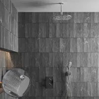 Saniclear Talpa Curved inbouw regendouche met 30cm hoofddouche, plafondarm en 2 standen handdouche chroom