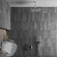 Saniclear Talpa Stripes inbouw regendouche rond met 30cm hoofddouche en plafondarm chroom