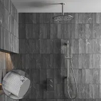Saniclear Talpa Stripes inbouw regendouche met 30cm hoofddouche, plafondarm en glijstang chroom