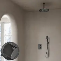 Saniclear Iron Stripes inbouw regendouche met 30cm hoofddouche, plafondarm en 2 standen handdouche verouderd ijzer - gunmetal