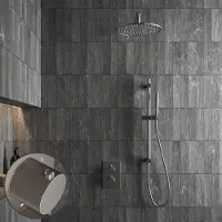 Saniclear Exclusive Stripes inbouw regendouche met 20cm hoofddouche, muurarm en glijstang RVS
