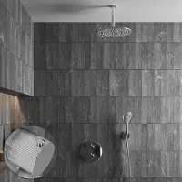 Saniclear Talpa Stripes inbouw regendouche rond met 20cm hoofddouche, plafondarm en 2 standen handdouche chroom