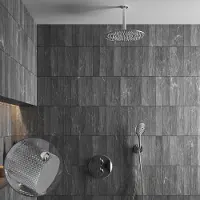 Saniclear Talpa Curved inbouw regendouche rond met 30cm hoofddouche, plafondarm en 2 standen handdouche chroom