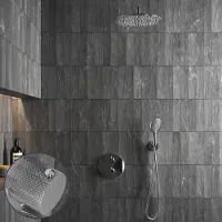 Saniclear Talpa Curved inbouw regendouche rond met 30cm hoofddouche, muurarm en 2 standen handdouche chroom