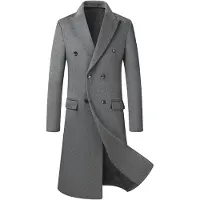 Allthemen Heren Wollen Dikke Coat - Slim Fit Overgangsjas - XXL