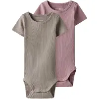 TWO SOON Rompertje/body mokka / oudroze