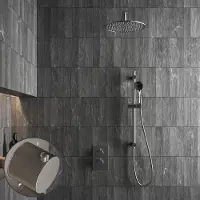 Saniclear Exclusive Stripes inbouw regendouche met 30cm hoofddouche, muurarm, 3 standen handdouche en glijstang RVS