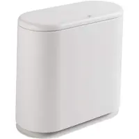 OEM Scandinavische Stijl Afvalbak 8 Liter - Creatieve Spring Top Deksel - Plastic Prullenbak Met Deksel - Ovaal Design Voor Badkamer - Keuken - Slaapkamer - Kantoor - Wit