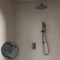 Saniclear Iron Curved inbouw regendouche met 30cm hoofddouche, muurarm, 2 standen handdouche en glijstang verouderd ijzer - gunmetal