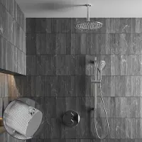 Saniclear Talpa Stripes inbouw regendouche rond met 20cm hoofddouche, plafondarm, 2 standen handdouche en glijstang chroom