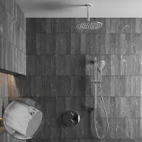 Saniclear Talpa Stripes inbouw regendouche rond met 30cm hoofddouche, plafondarm, 2 standen handdouche en glijstang chroom