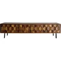 Wohnling Tv-meubel TV- sheeshamhout zwart 160 cm Zwart