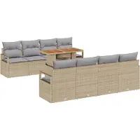 vidaXL Tuinbank Set 9 st 8-Aantal zitplaatsen Beige en Grijs