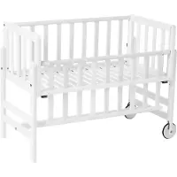 Geuther Betty Co-Sleeper, Aanschuifbed, Wieg - Met Wielen - 45x90 cm - Babybedje tot 9 kg - Massief beukenhout - Wit