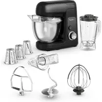 Moulinex Bake Partner QA522810, 4,6 liter, zwart, roestvrij staal, knoppen, draaiknoppen, 1,25 liter, geschikt voor: hakken, mengen, kneden, roeren, roestvrij staal